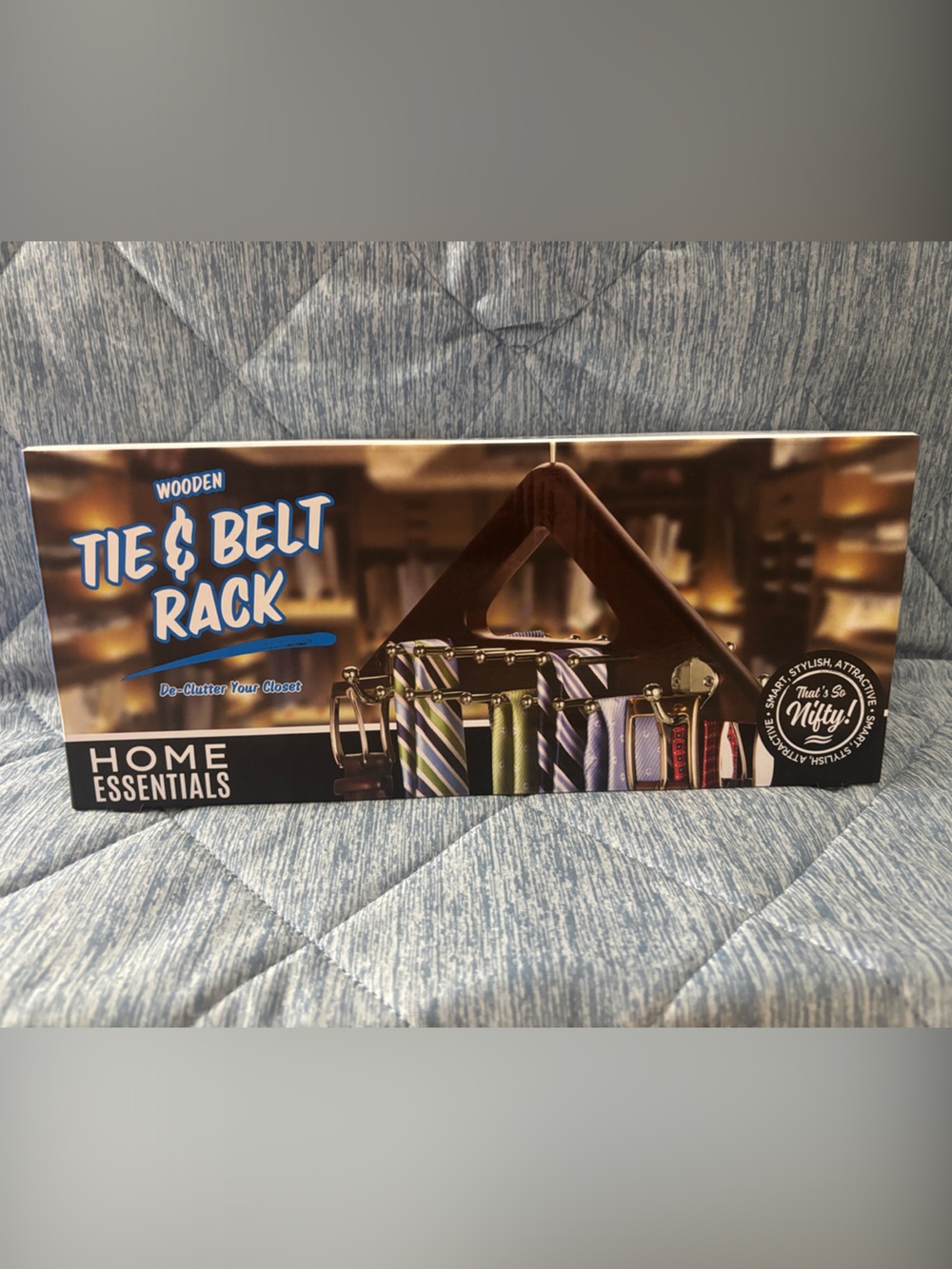 Nifty Wooden Tie & Belt Rack - Wooden Brown